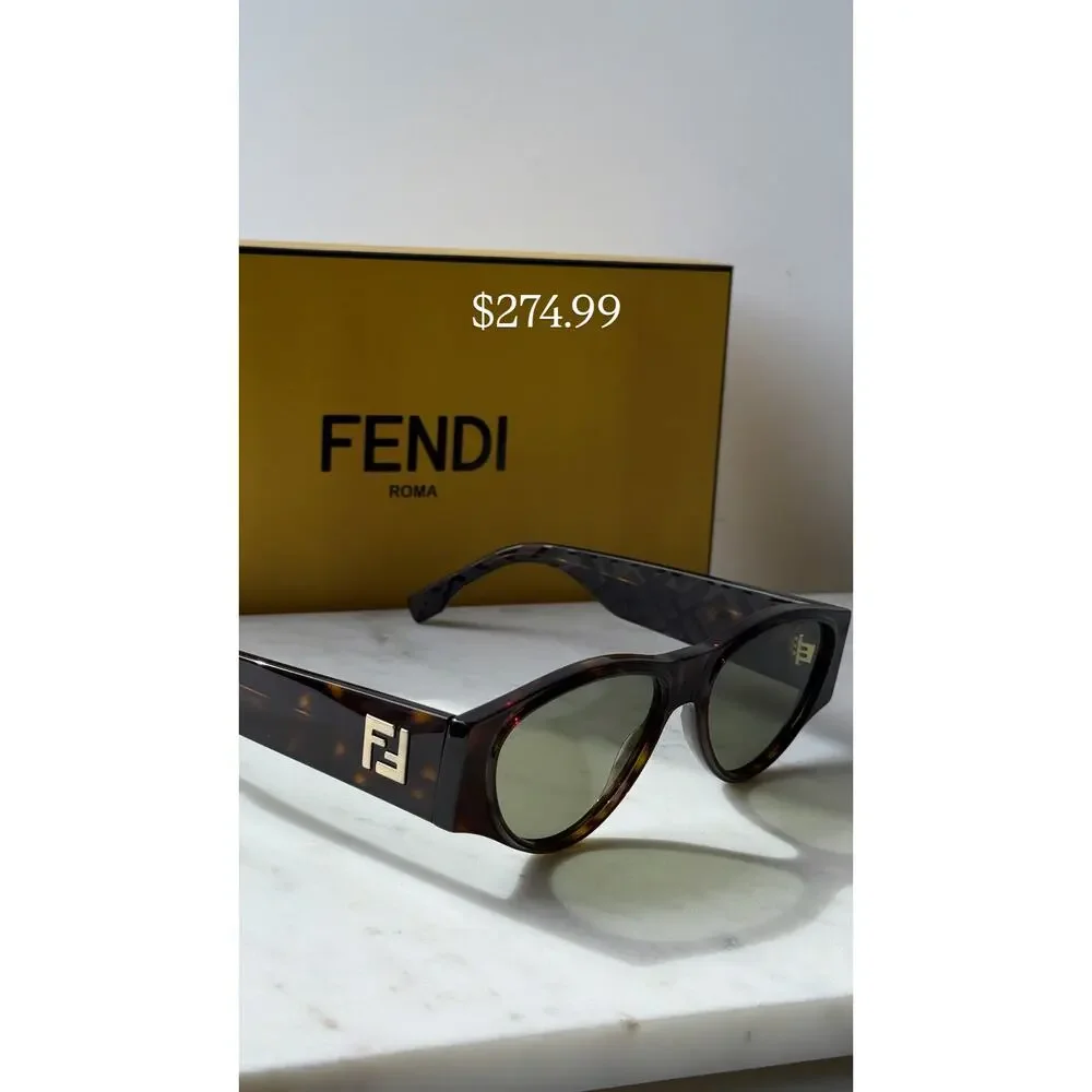 NEW Fendi FE40158I Brown Green Unisex Sunglasses - Picture 5 of 9